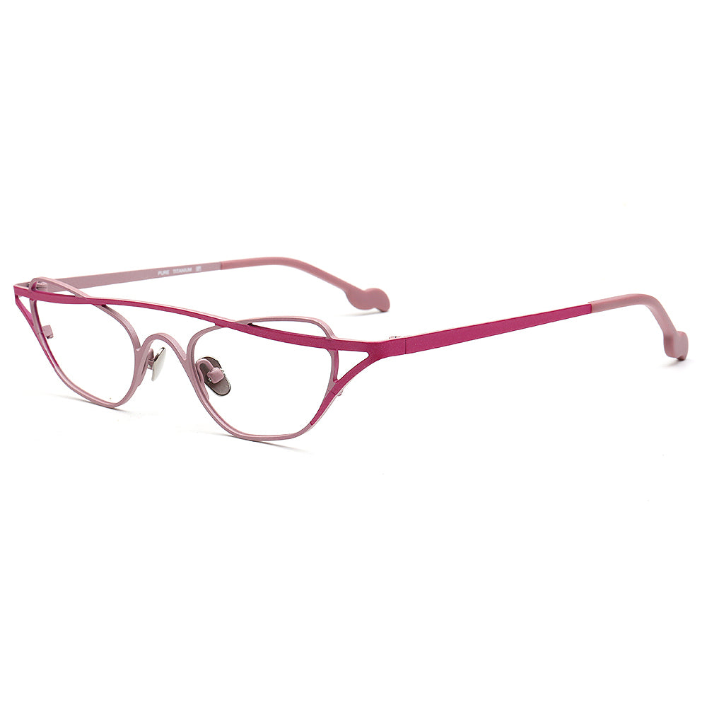 rose pink womens cat eye spectacles titanium