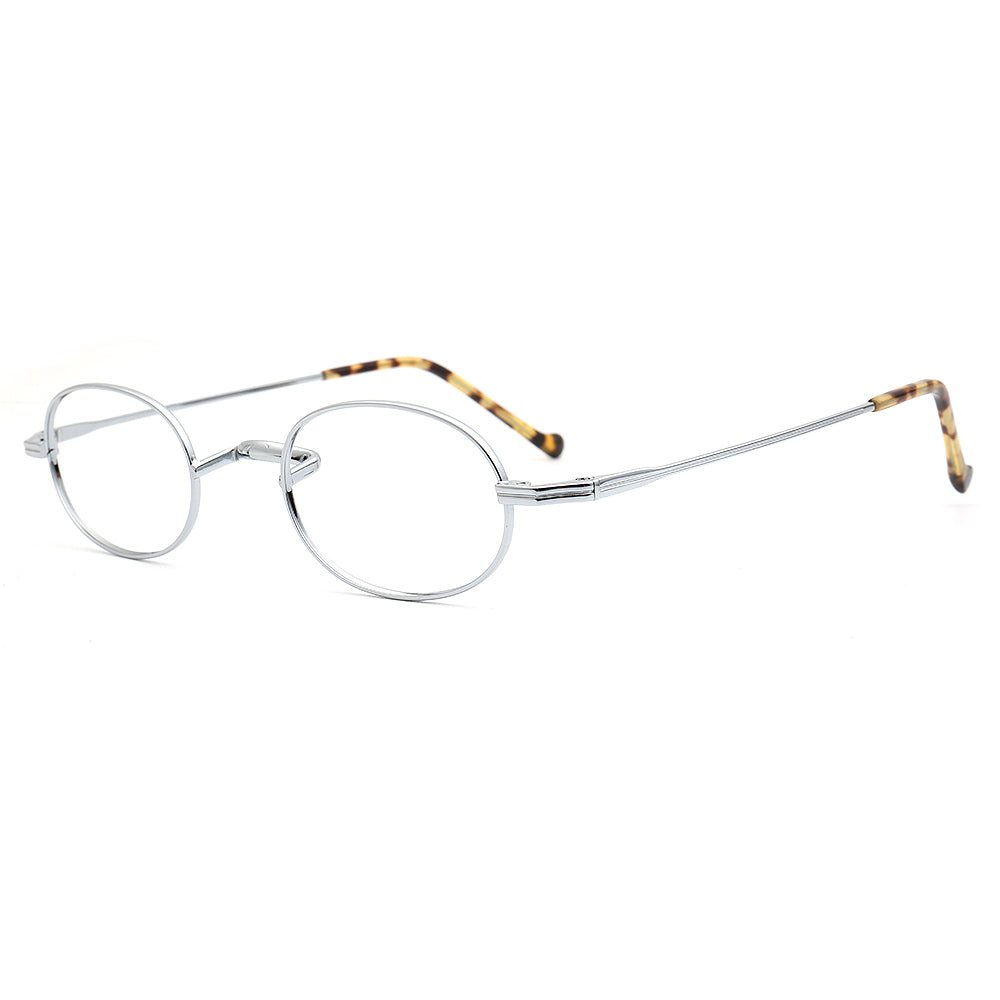 old school silver titanium eyewear frames oval