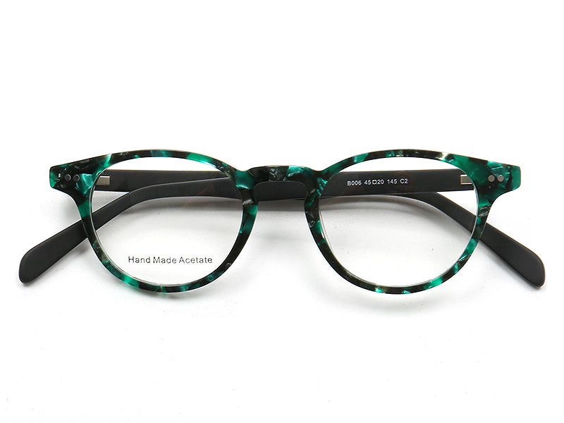 round eyeglass frames green