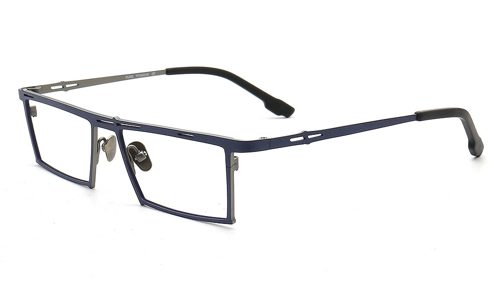 navy men rectangle glasses frames titanium