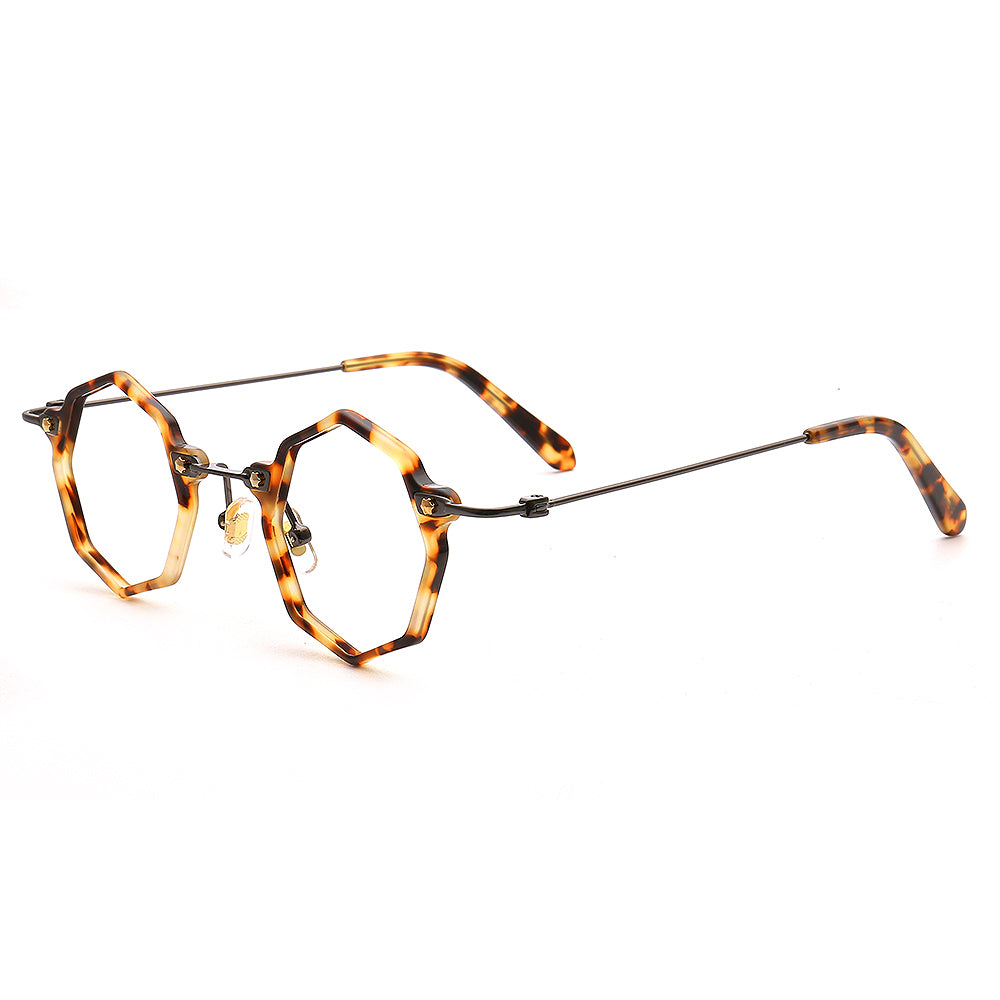 Side view of polygon shaped tortoise glasses