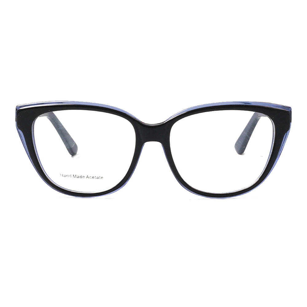 Black and blue full rim cat eye glasses for women