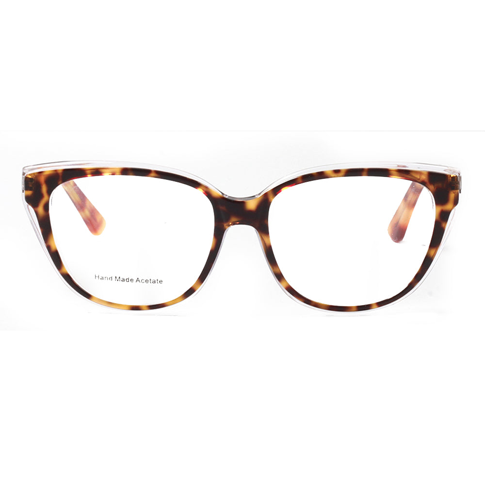 Front view of tortoise shell cat eye glasses for women