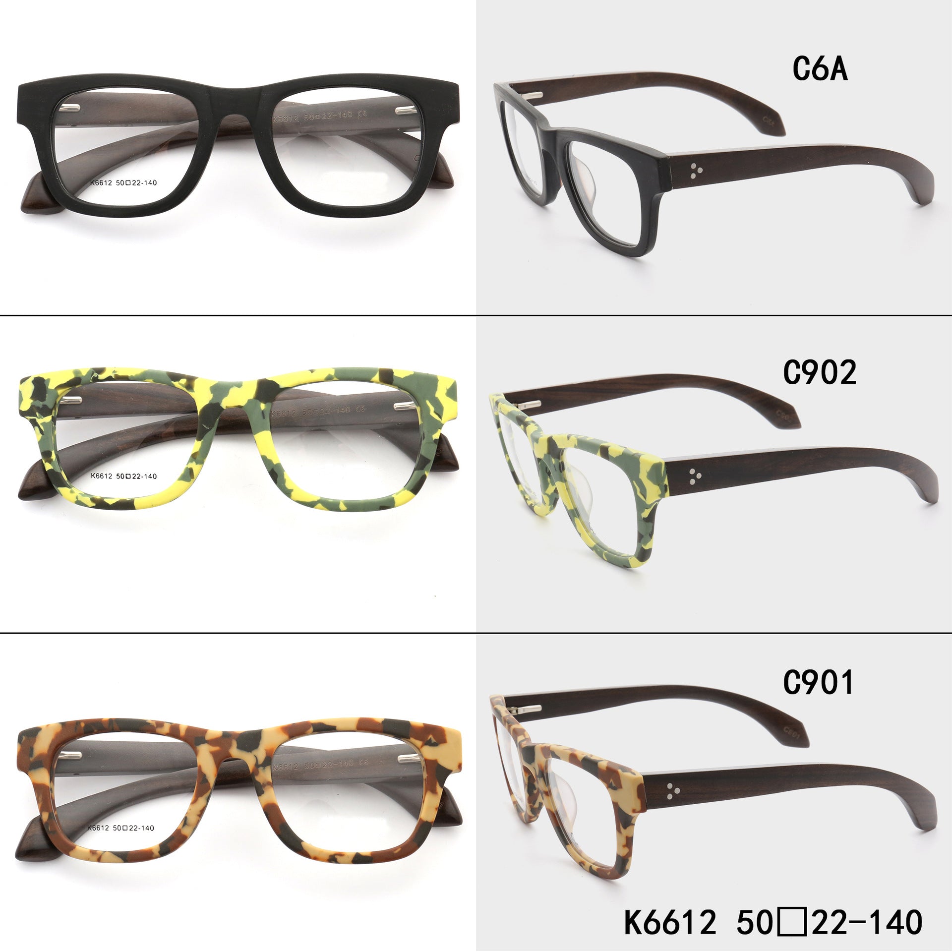 classic square oversized wood eyeglass frames