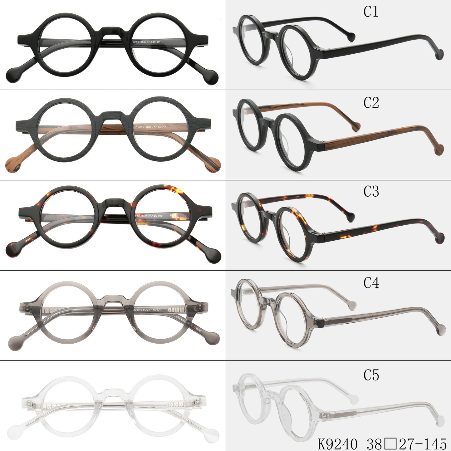 vintage round narrow glasses frames women men