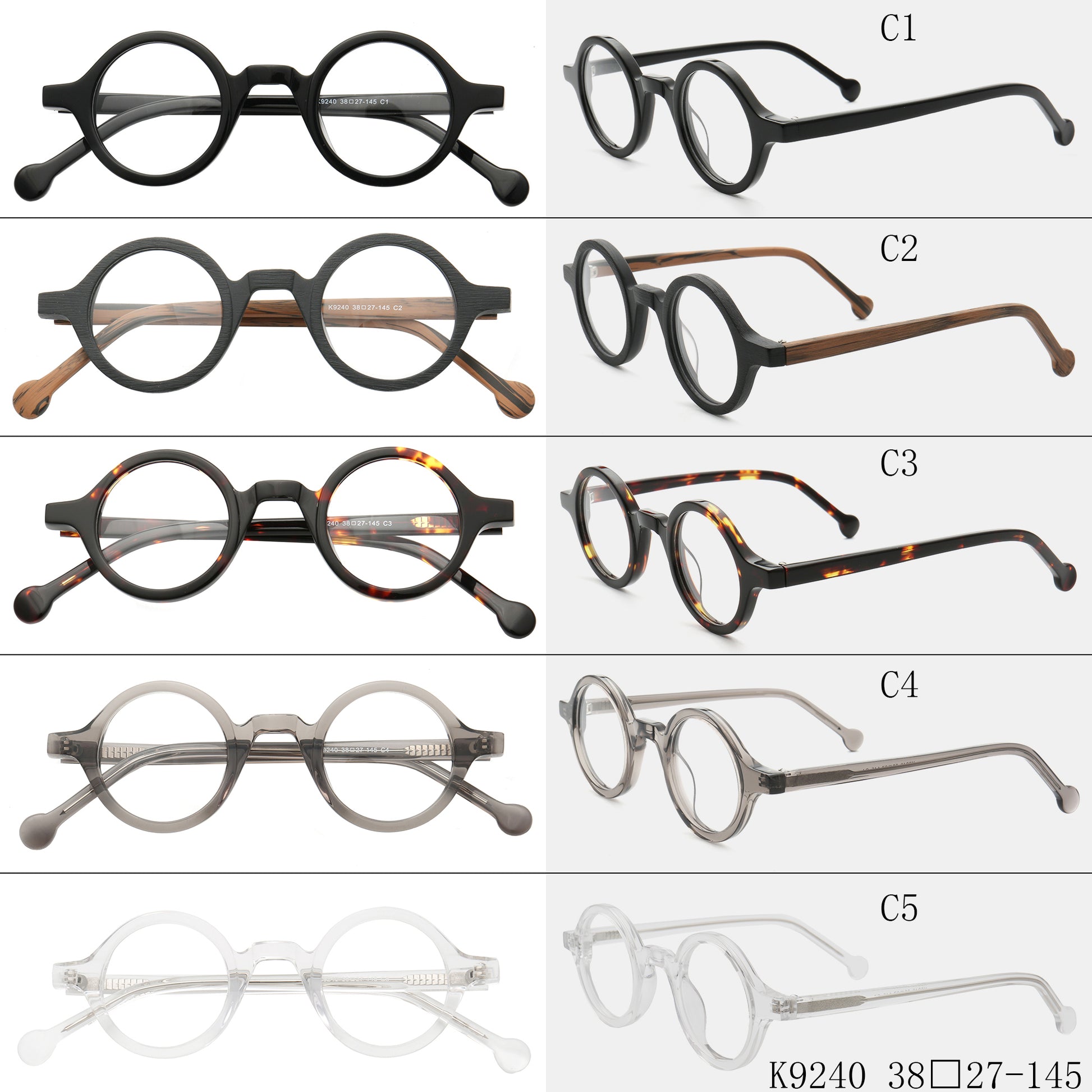 vintage round narrow glasses frames women men