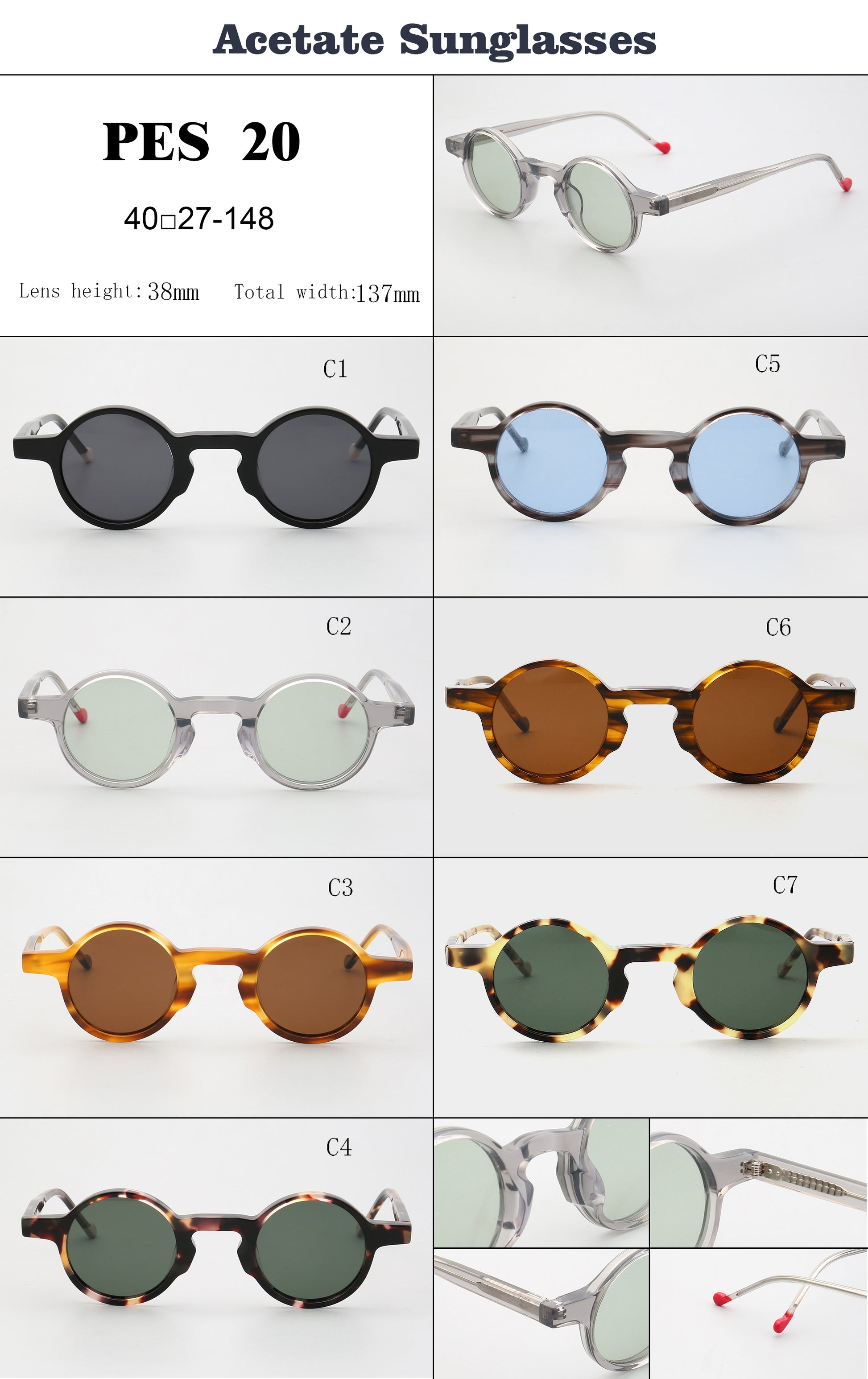 Round full rim vintage sunglasses