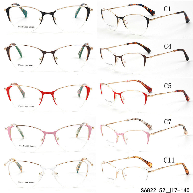 Women half rim cat eye eyeglass frames Modern