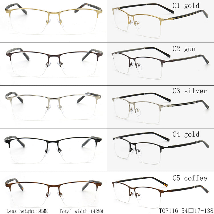 Harden | Rectangle Half Rim Metal Glasses Frames for men