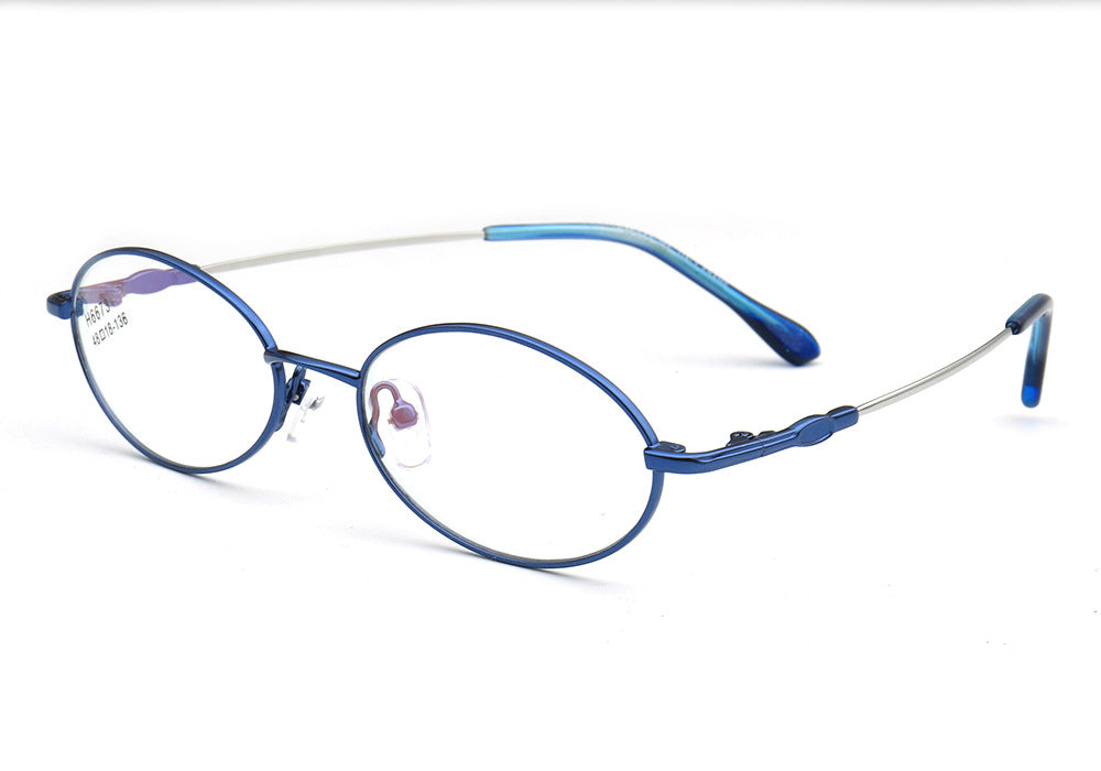 blue metal oval spectacles for women