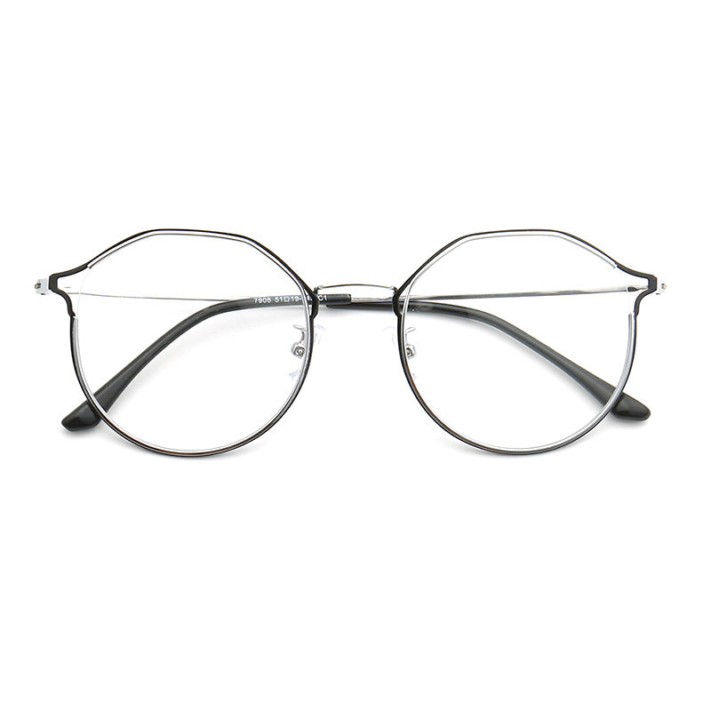 A pair of black and silver thin metal glasses frames