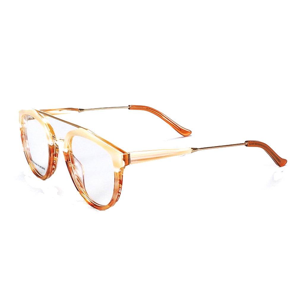 Double Bridge Caramel Round Eyeglasses Frames