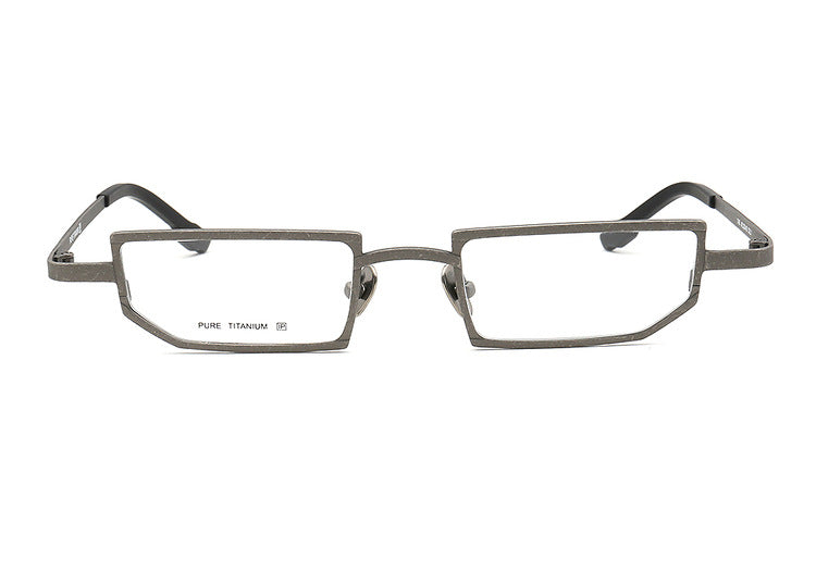 grey geometric titanium eyeglasses frames