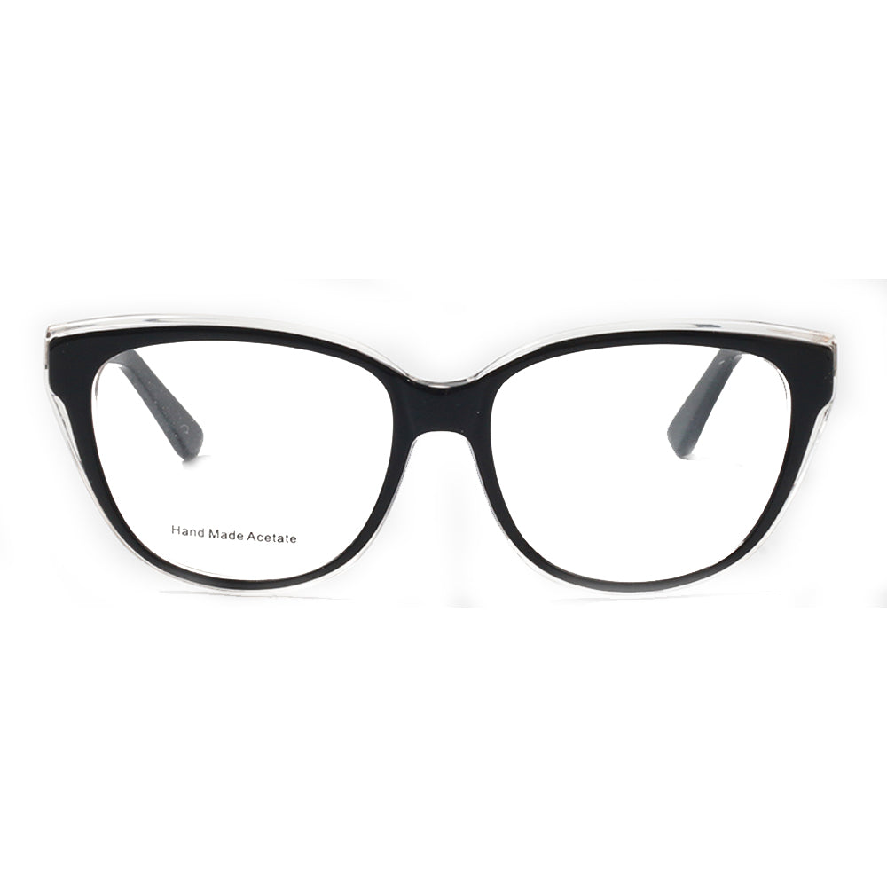 Front view of black full rim cat eye glasses for women