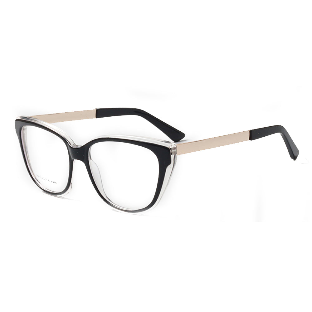 Side view of black full rim cat eye glasses for women