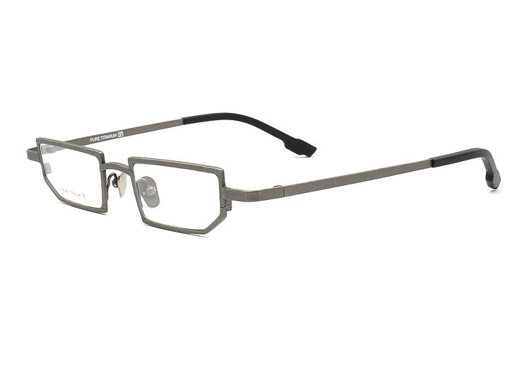 geometric titanium eyeglasses frames square grey