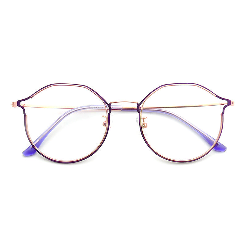 A pair of thin round metal cat eye glasses for women