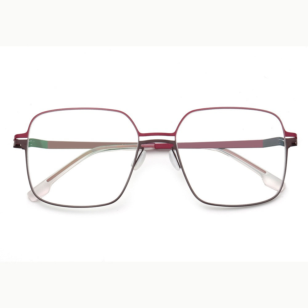 red brown oversize square metal glasses frames