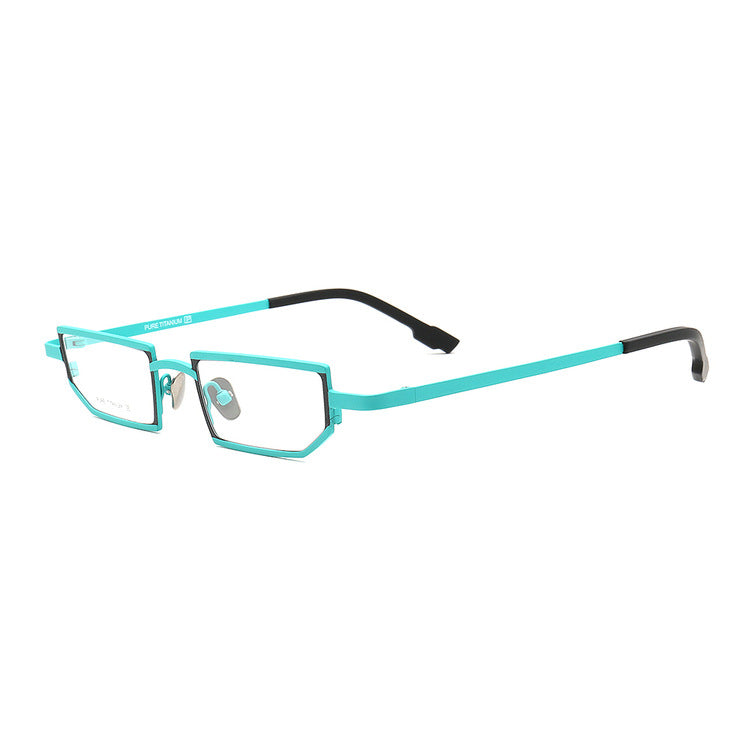 geometric titanium eyeglass frames green