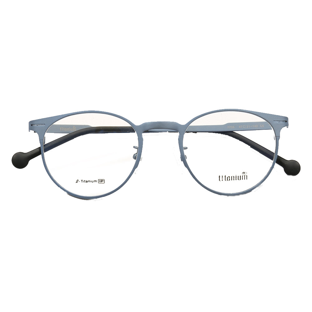 blue round titanium eyeglasses frames