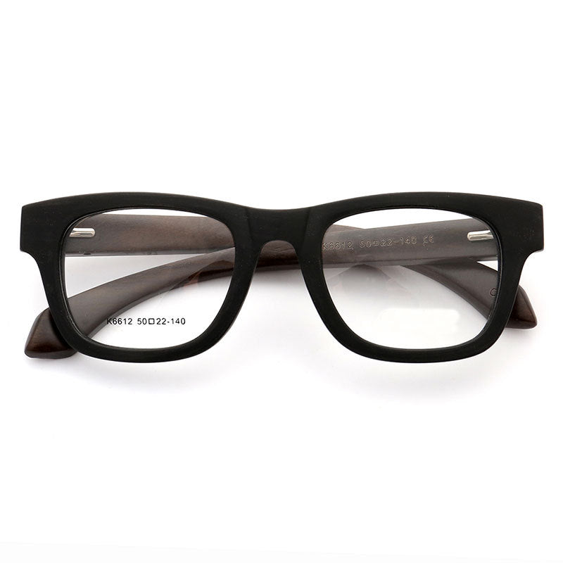 matte black wooden eyeglass frames for women