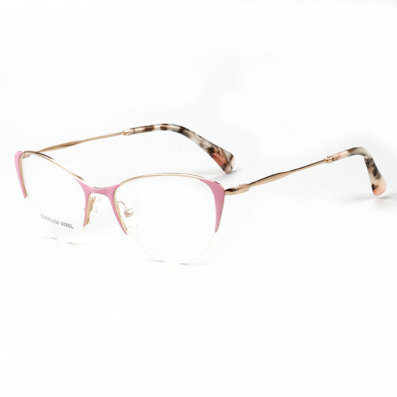 Womens half rim cat eye pink spectacles