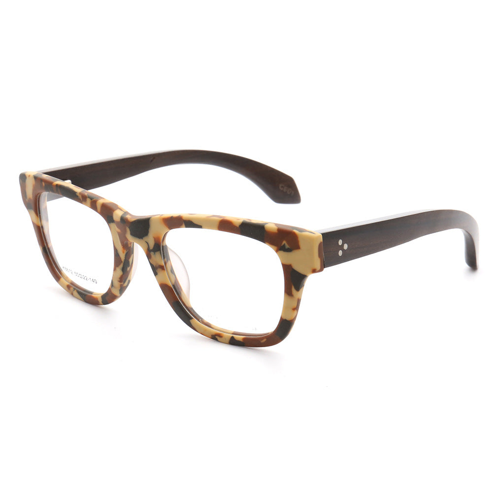 square camo brown wood eyeglass frames