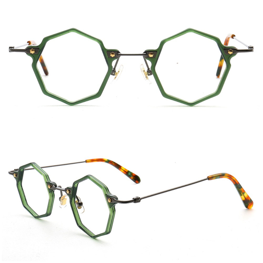 geometric green glasses frames
