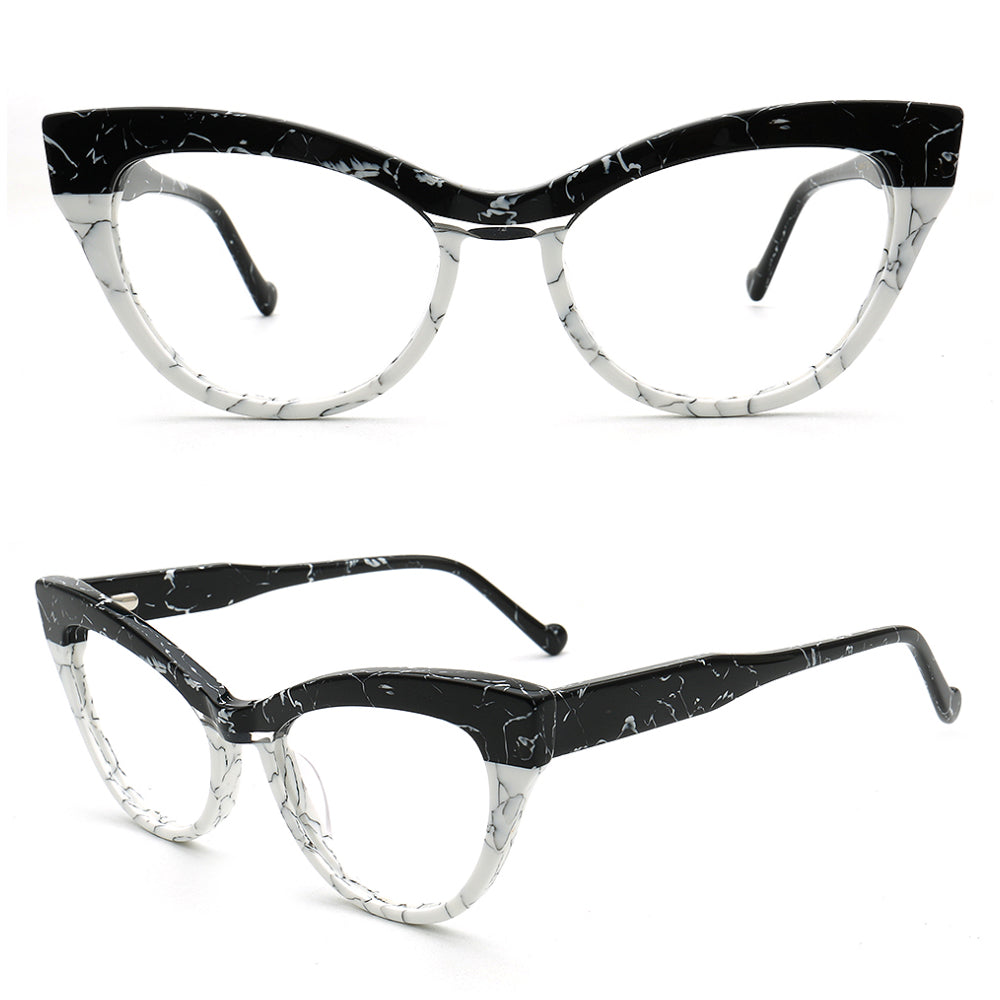 Elva | Funky Womens Cat Eye Tortoise Glasses Two Tone | Vintage Retro Female Optical Eyeglasses Frames