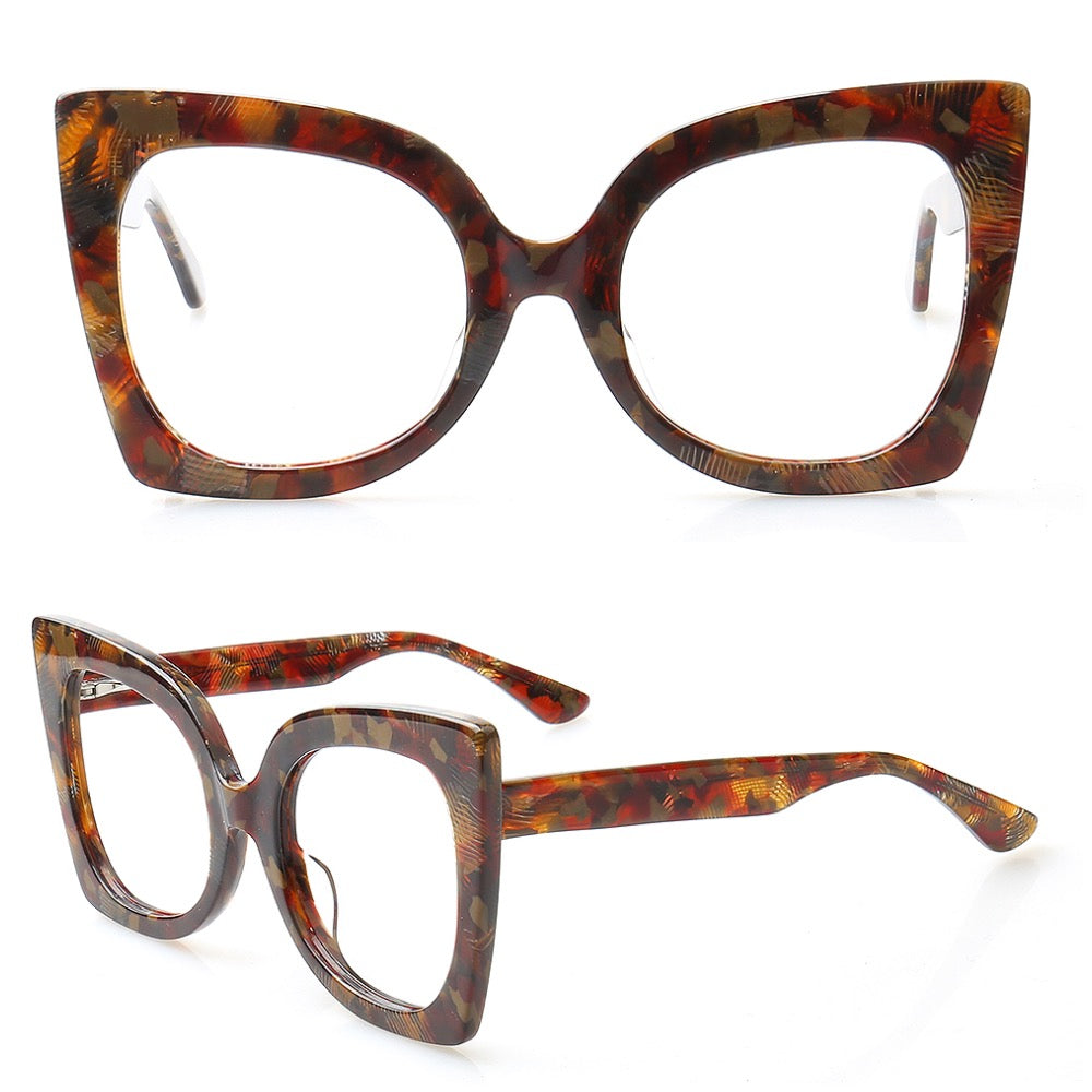 Rosella | Vintage Oversized Cat Eye Glasses For Women | Colorful Tortoise Shell Eyewear Frames