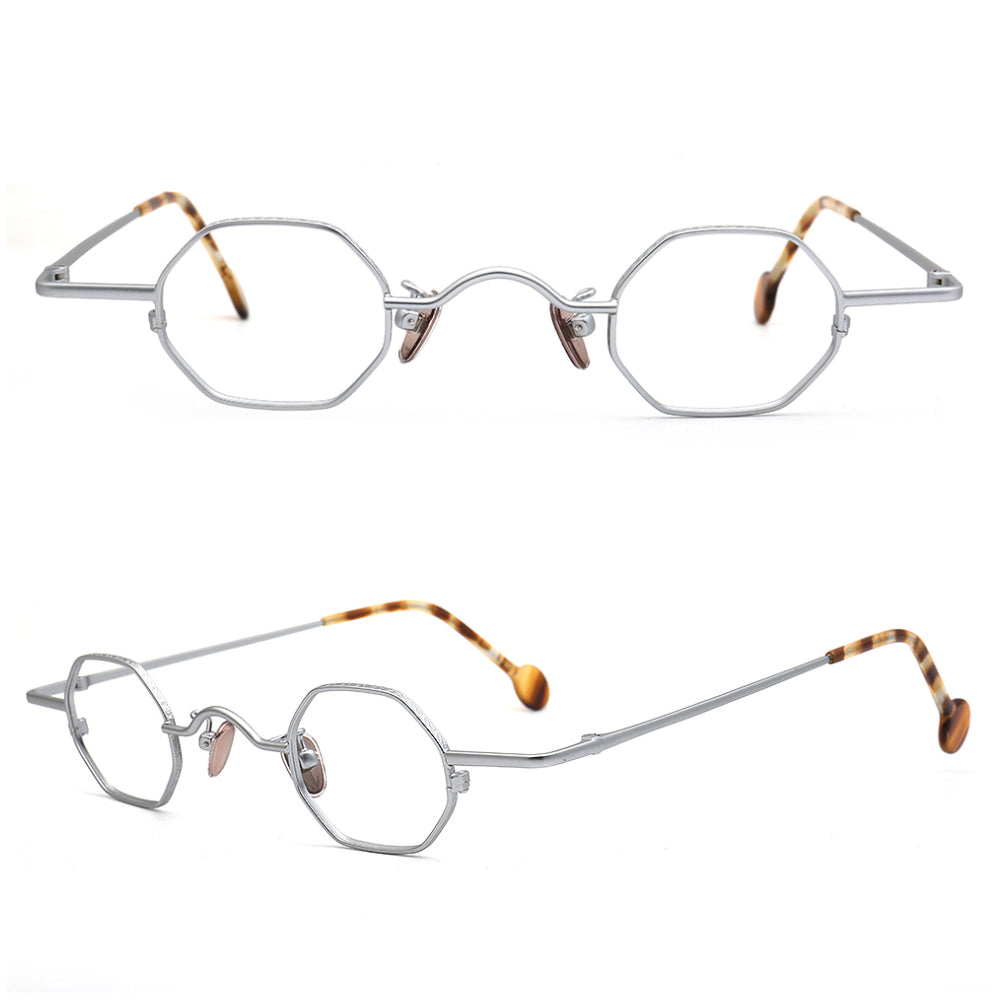 silver metal geometric glasses frames