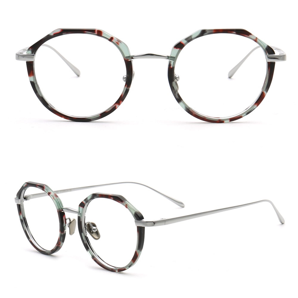 Geometric titanium eyeglasses frames retro