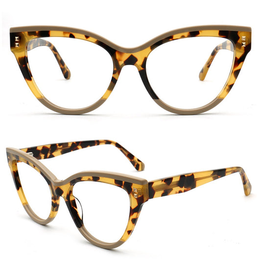Leopard print cat eye glasses frame for women