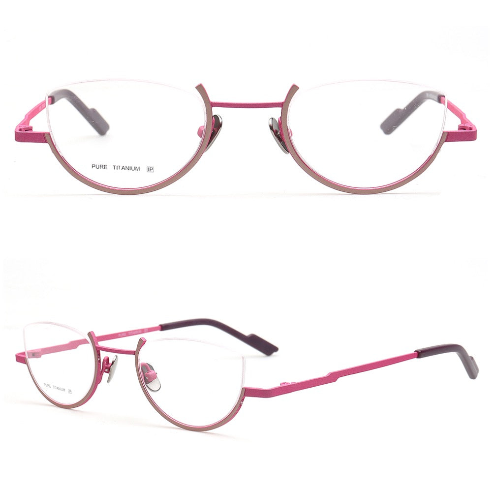 titanium half rim cat eyeglasses for women 