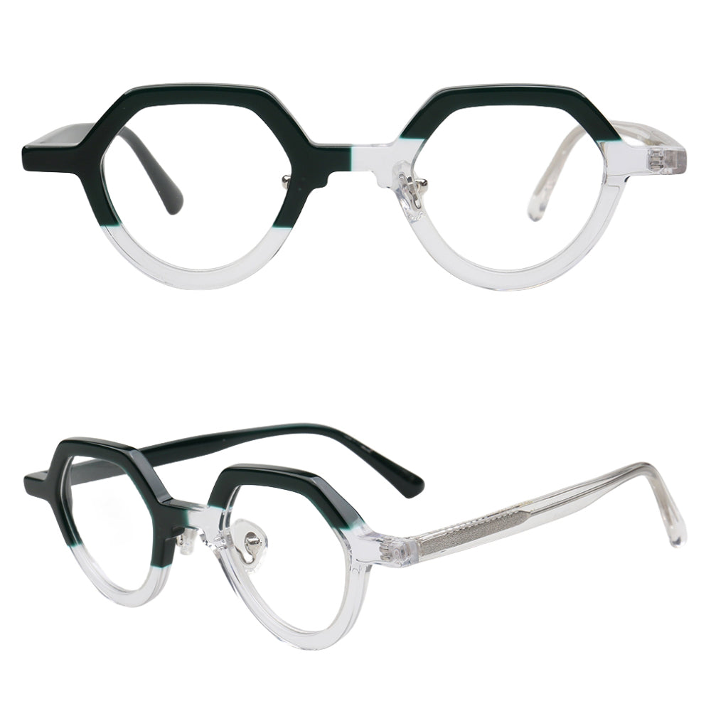 Lindsey | Vintage Small Geometric Two Tone Glasses Frames