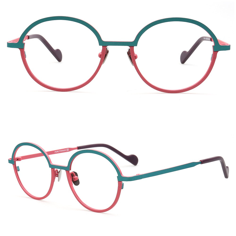 green red round glasses frames