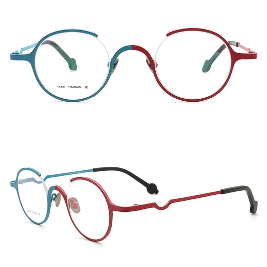 half rim round eyeglass frames