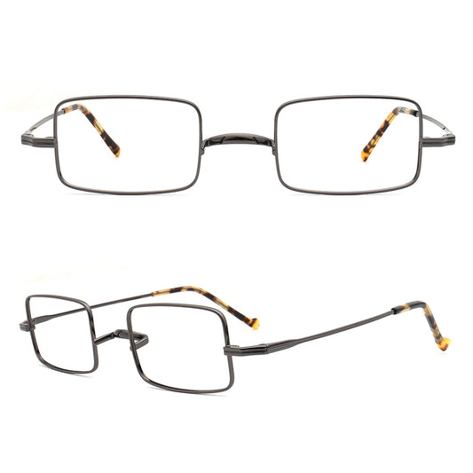 grey rectangle titanium eyewear frames