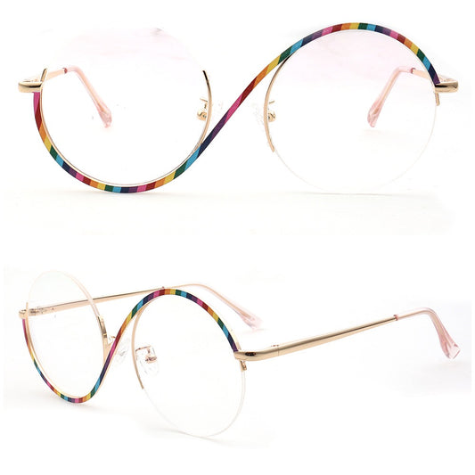 half rim round women glasses frames rainbow