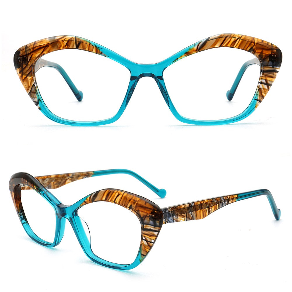 blue leopard print cat eye glasses