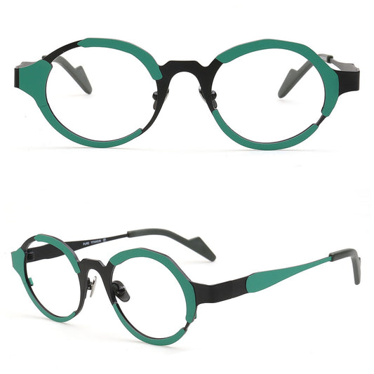 green titanium glasses frames round