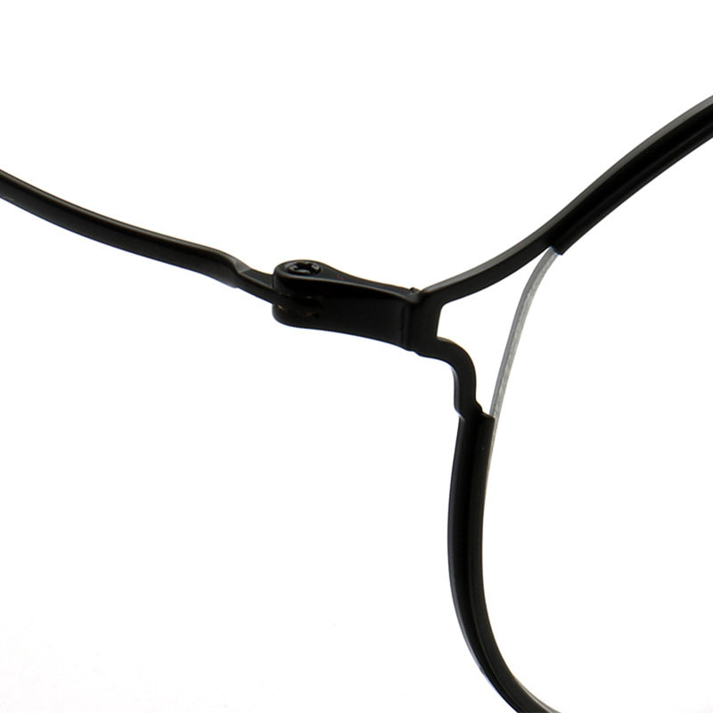 Temple of thin round black metal glasses frames