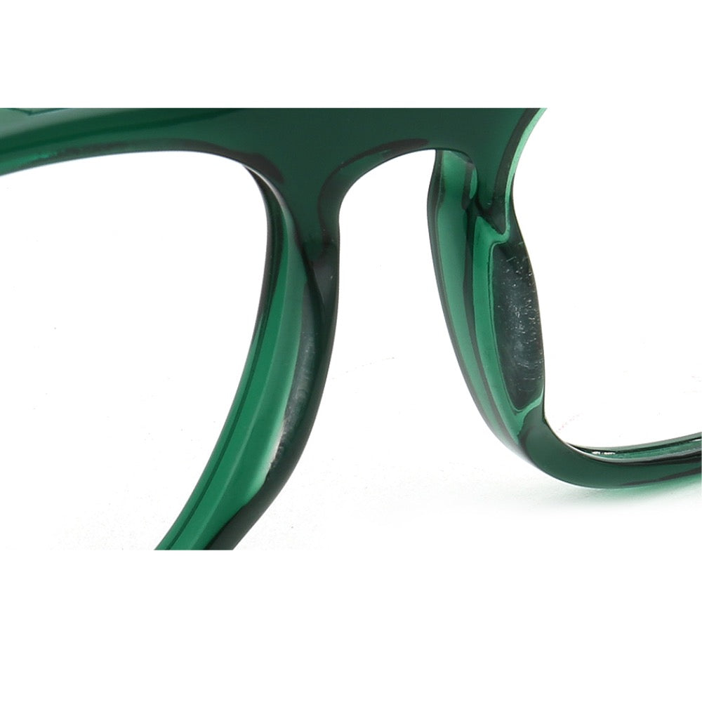 Grayson | 80s Bulky Mens Square Optical Eyeglasses | Trendy Womens Oversized Glasses Frame Green Eyewear