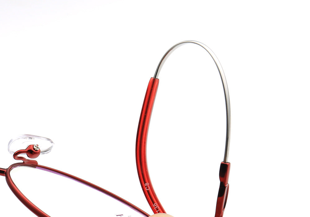 bendable temple of red glasses frames