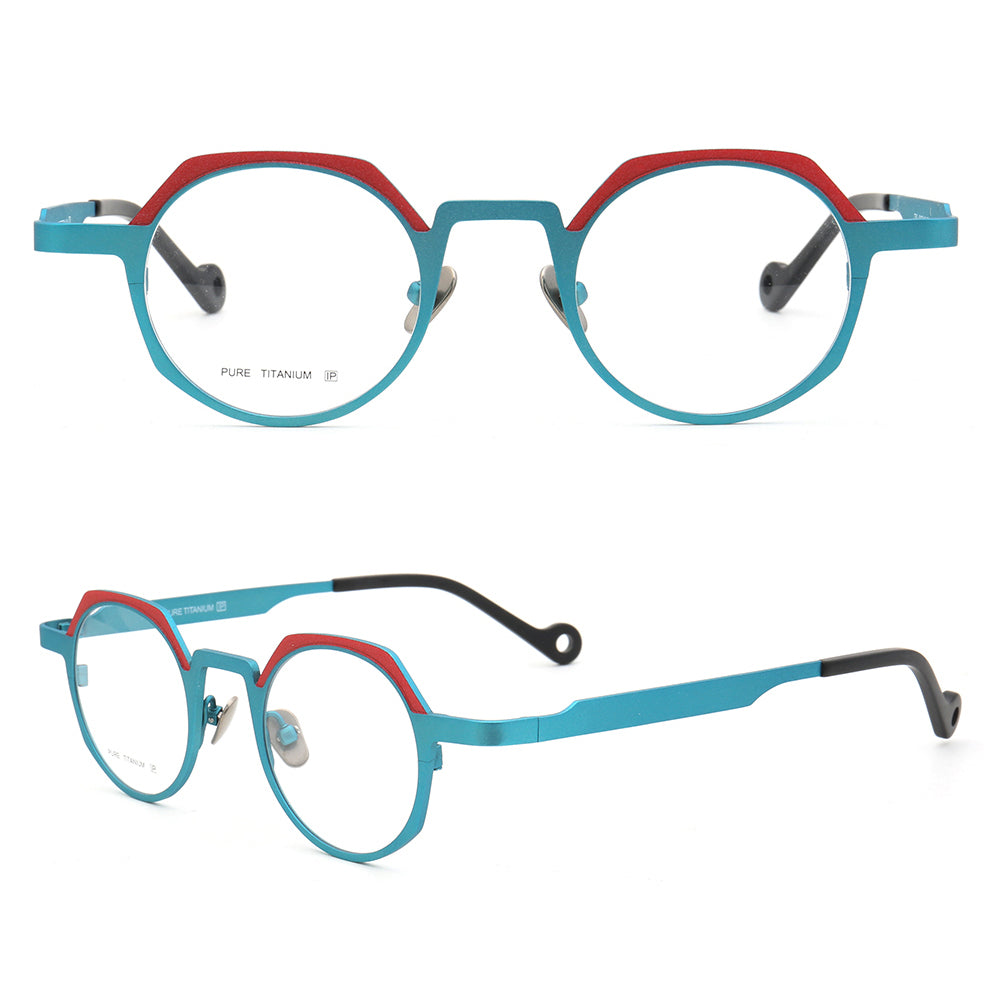 Round two toned titanium eyeglasses frames