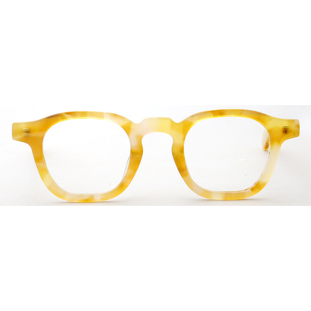 Front view of yellow tortoise shell full rim eyeglasses