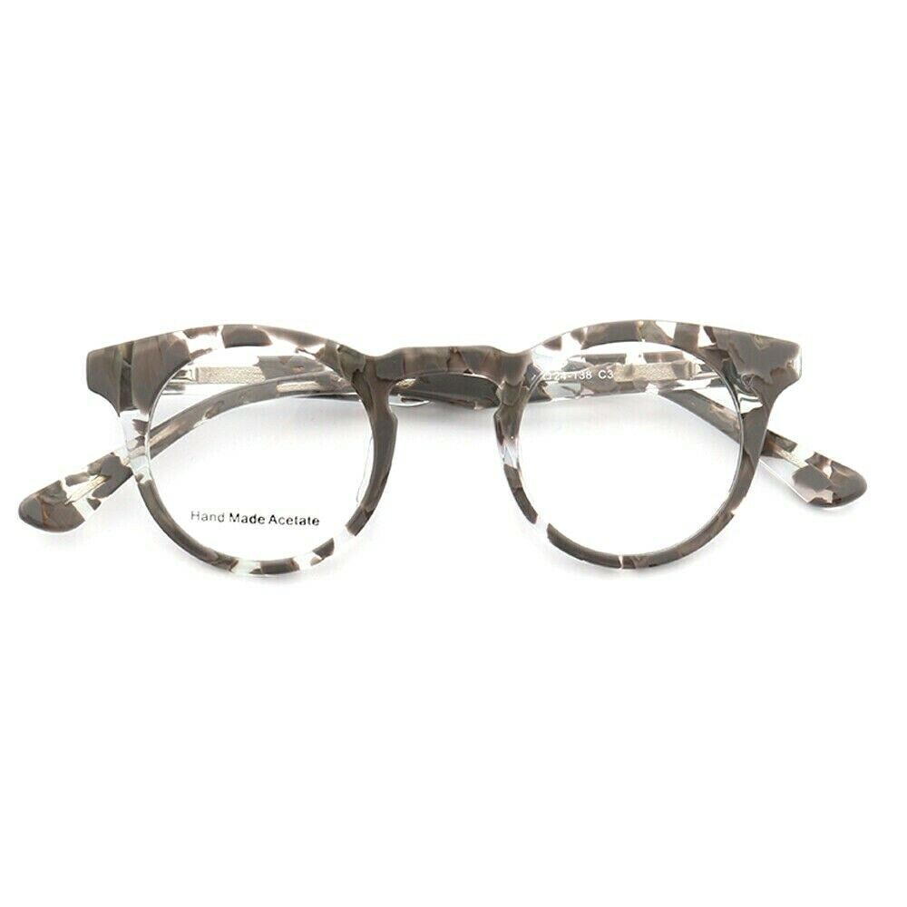 Grey multicolored round eyeglass frames