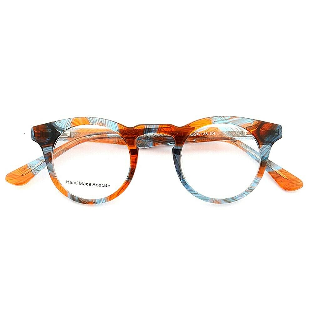 Blue and orange floral eyeglass frames