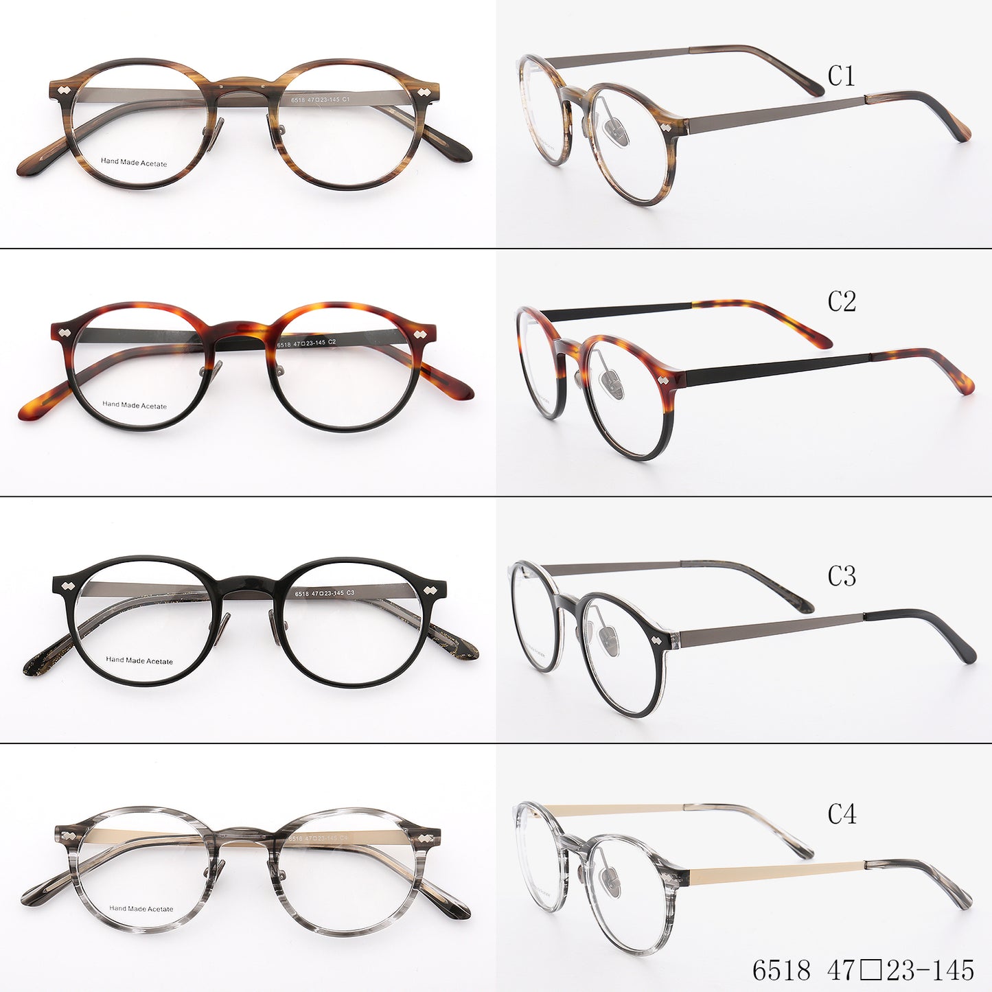 Composite round patterned eyewear frames