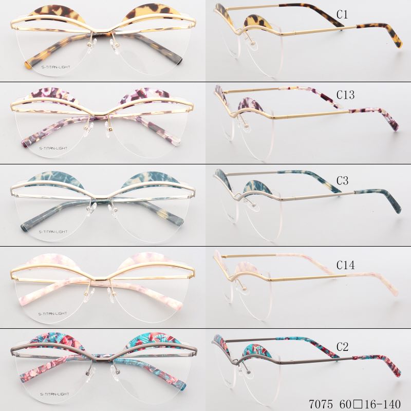 Fashionable womens cat eye rimless eyeglasses